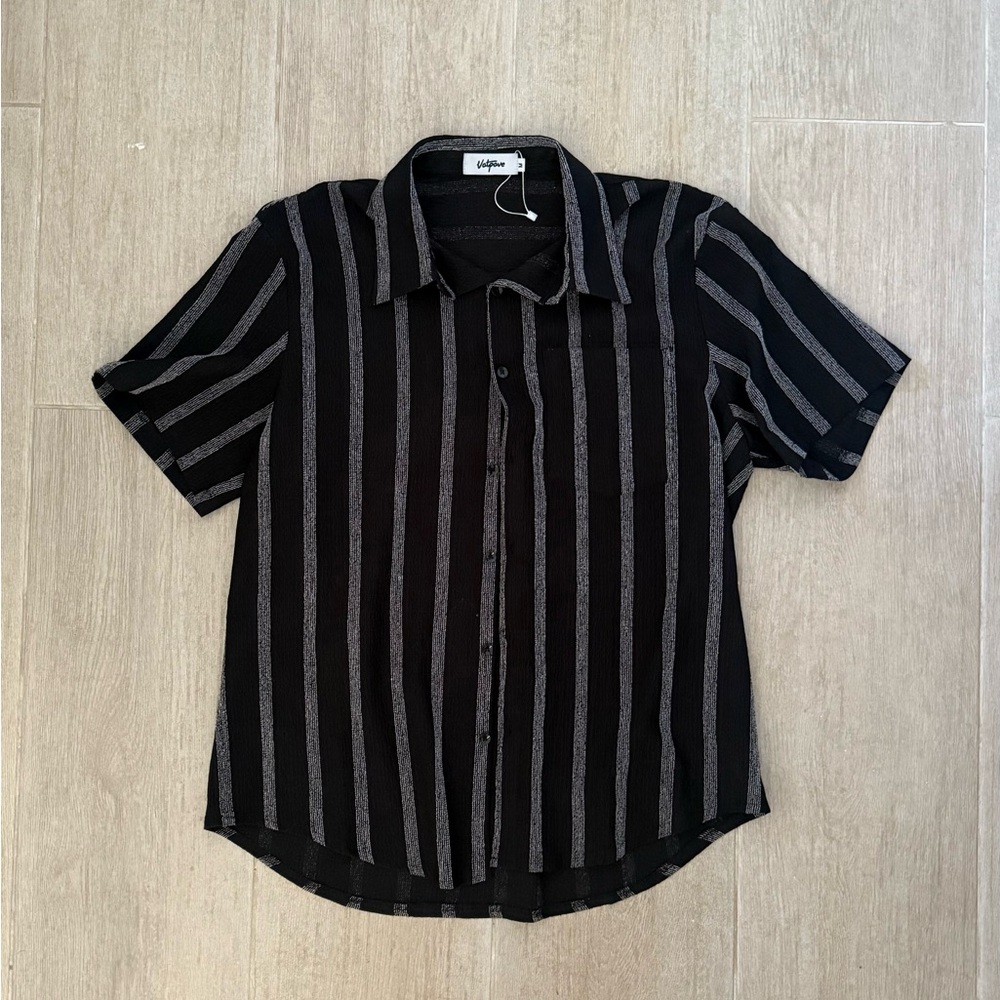 Stylish Men's Black and Gray Striped Shirt